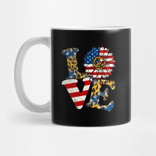4Th Of July Us American Flag Peace Sign For Love Mug
